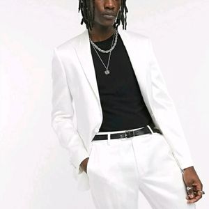 ASOS DESIGN White Skinny Jacket in High-Shine 36".